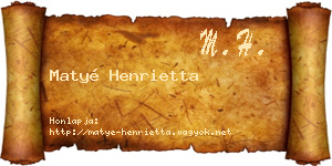Matyé Henrietta névjegykártya