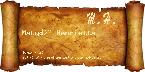 Matyé Henrietta névjegykártya